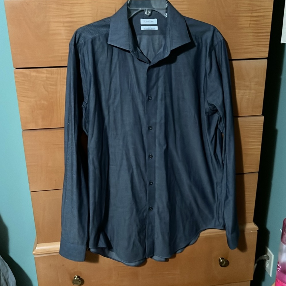 Calvin Klein Slim Fit Dress Shirt Performance No Iron Size 16 1/2 34/35
